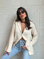⁦חולצת כפתורים טקסטורה פעמון⁩ – תמונה ⁦2⁩