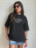 ⁦חולצת רוגבי שילוב תחרה ודפוס⁩ – תמונה ⁦2⁩