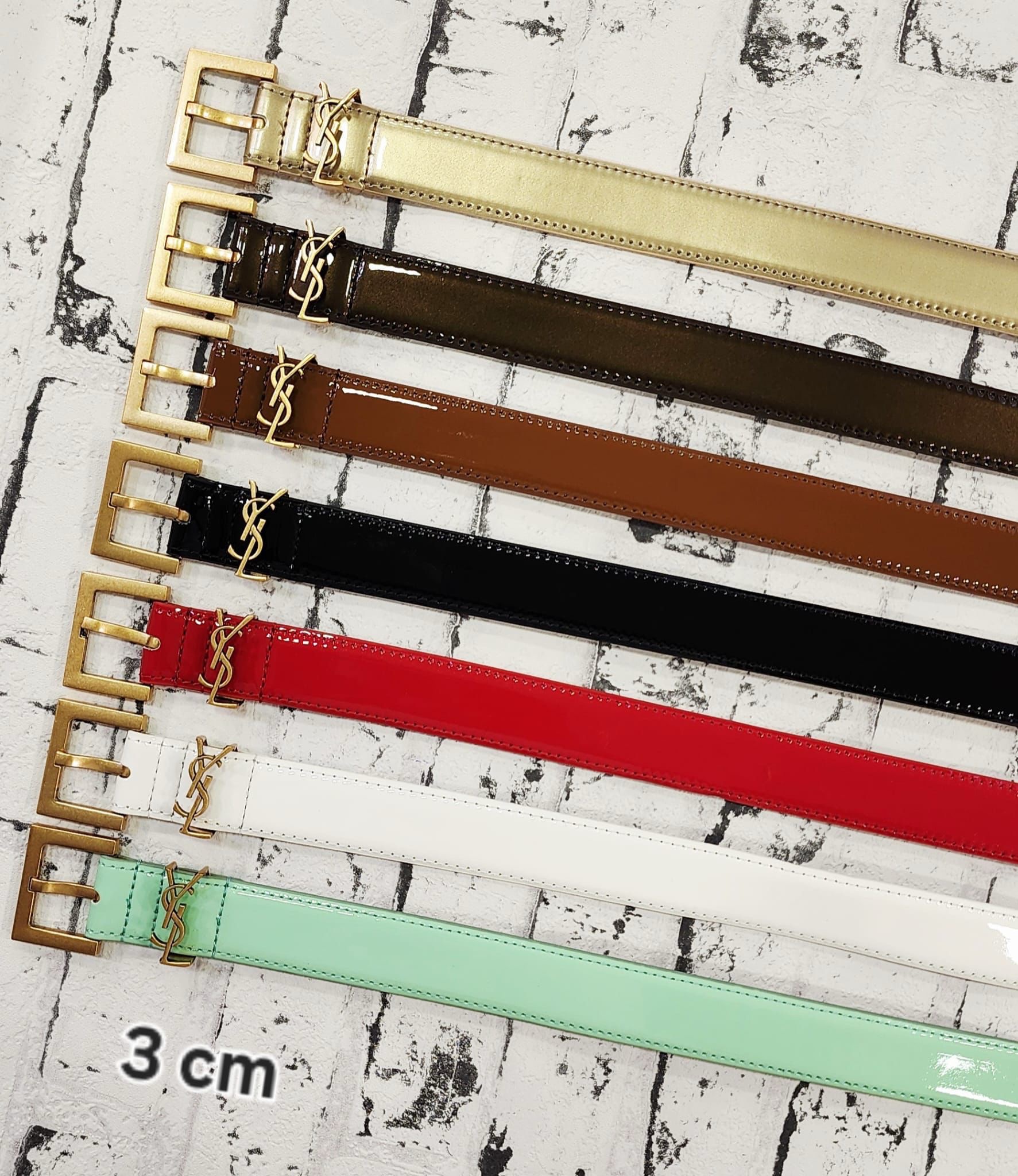 9f20bd6c-f768-419e-8238-432489283f48 חגורה ysl מבריק אבזם זהב – תמונה 1