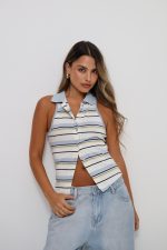⁦גופיית צווארון פסים⁩ – תמונה ⁦4⁩