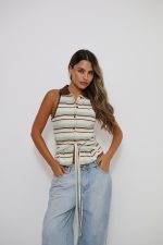 ⁦גופיית צווארון פסים⁩ – תמונה ⁦2⁩
