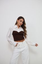 ⁦מכופתרת שילוב מחוך סריג⁩ – תמונה ⁦4⁩