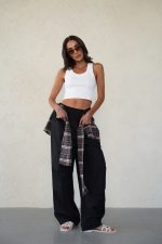 ⁦מכנס שילוב משבצות קשירה⁩ – תמונה ⁦12⁩