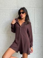 ⁦אוברול שורט פשתן⁩ – תמונה ⁦3⁩