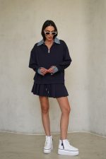 ⁦חליפת חצאית צווארון ג׳ינס⁩ – תמונה ⁦2⁩