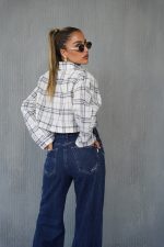 ⁦מכופתרת קרופ משבצות⁩ – תמונה ⁦2⁩