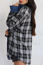 ⁦חולצת משבצות שילוב ג׳ינס⁩ – תמונה ⁦5⁩
