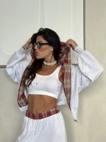 ⁦חליפת קרדיגן משבצות⁩ – תמונה ⁦2⁩