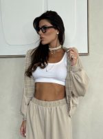 ⁦חליפת קרדיגן משבצות⁩ – תמונה ⁦4⁩