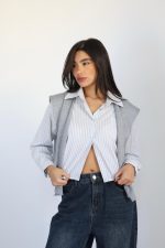 ⁦מכופתרת פסים עליונית⁩ – תמונה ⁦4⁩