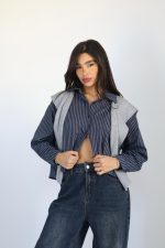 ⁦מכופתרת פסים עליונית⁩ – תמונה ⁦5⁩