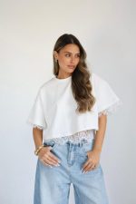 ⁦חולצה שילוב תחרה⁩ – תמונה ⁦3⁩